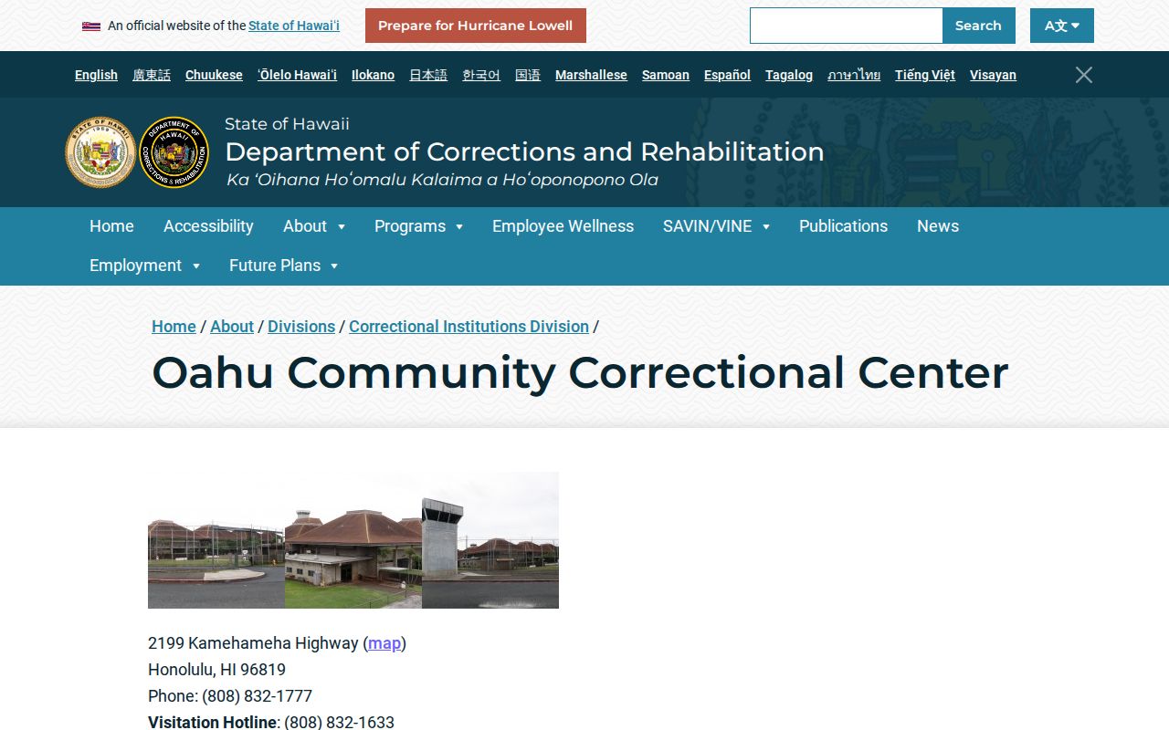 OCCC Honolulu County custody facility information